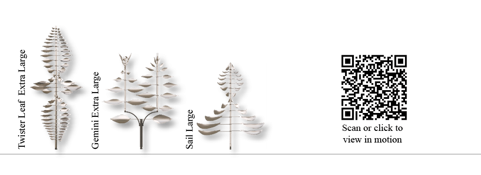 Scan or click to view in motion,Twister Leaf Extra Large,Sail Large,Gemini Extra Larg