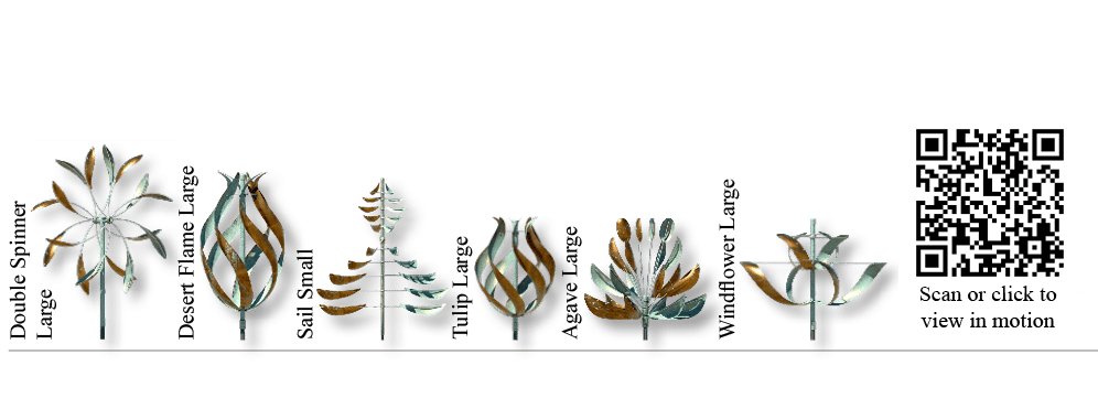Scan or click to view in motion,Windflower Large,Agave Large,Sail Small,Desert Flame Large,Tulip Large,Double Spinner...