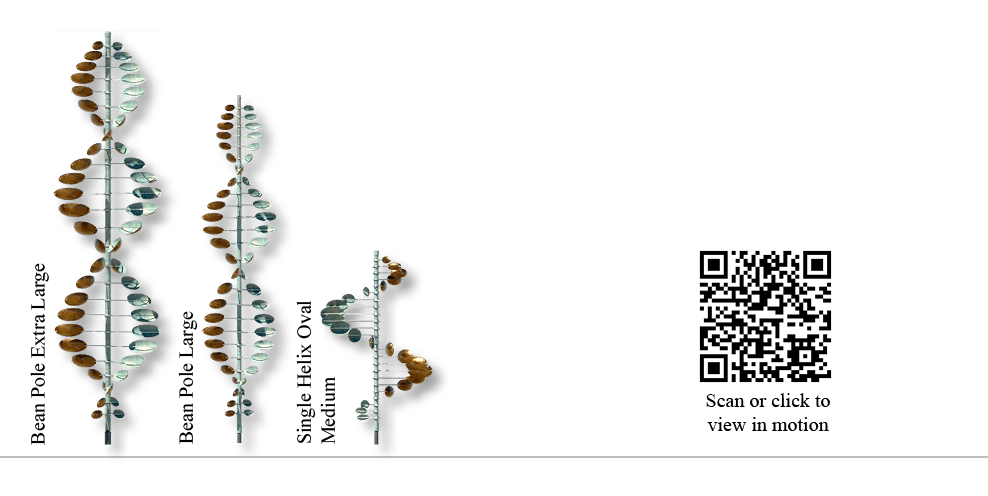 Scan or click to view in motion,Single Helix Oval Medium,Bean Pole Large,Bean Pole Extra Larg