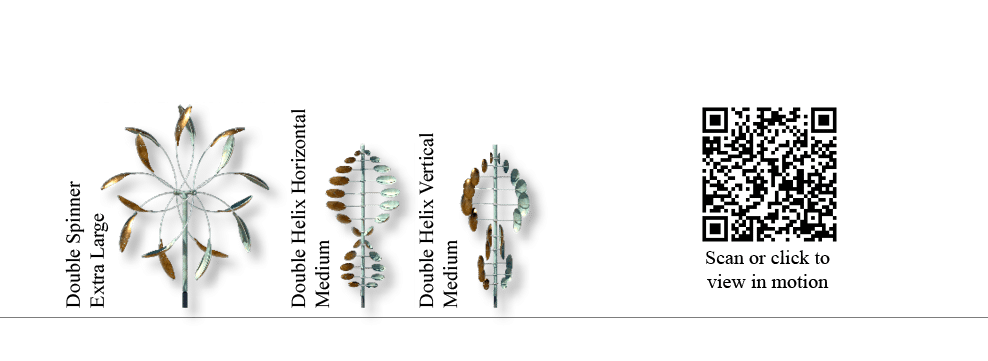 Scan or click to view in motion,Double Helix Vertical Medium,Double Helix Horizontal Medium,Double Spinner Extra Larg
