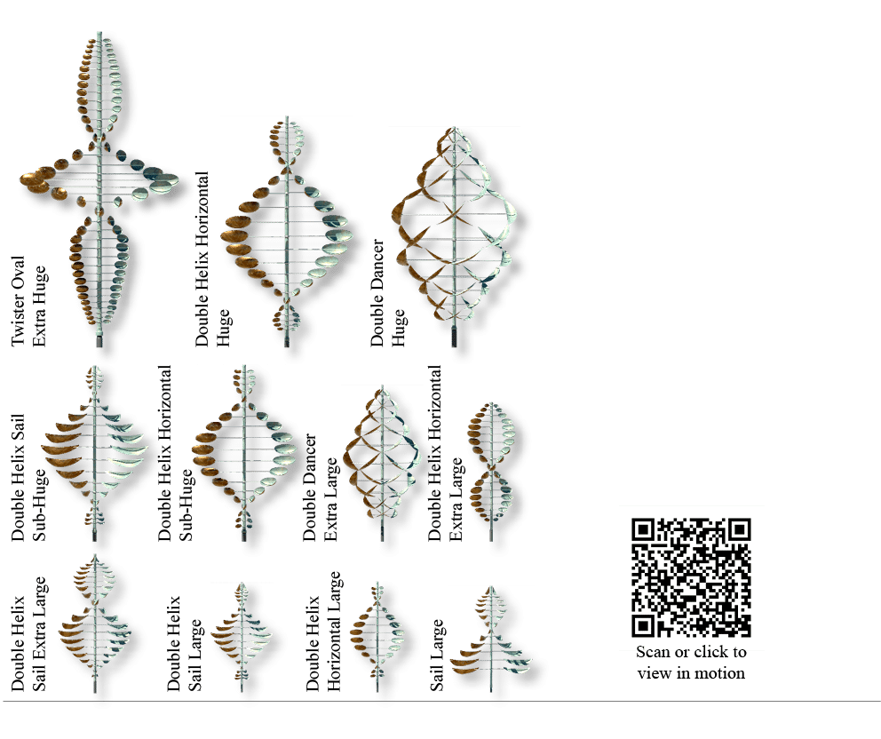 Scan or click to view in motion,Double Helix Horizontal Large,Double Dancer Extra Large,Double Helix Horizontal Sub H...