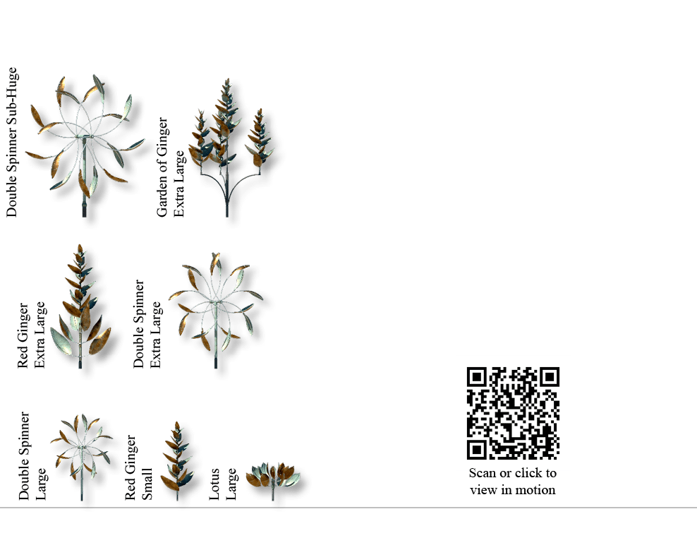 Scan or click to view in motion,Lotus Large,Red Ginger Small,Double Spinner Large,Double Spinner Extra Large,Red Ging...